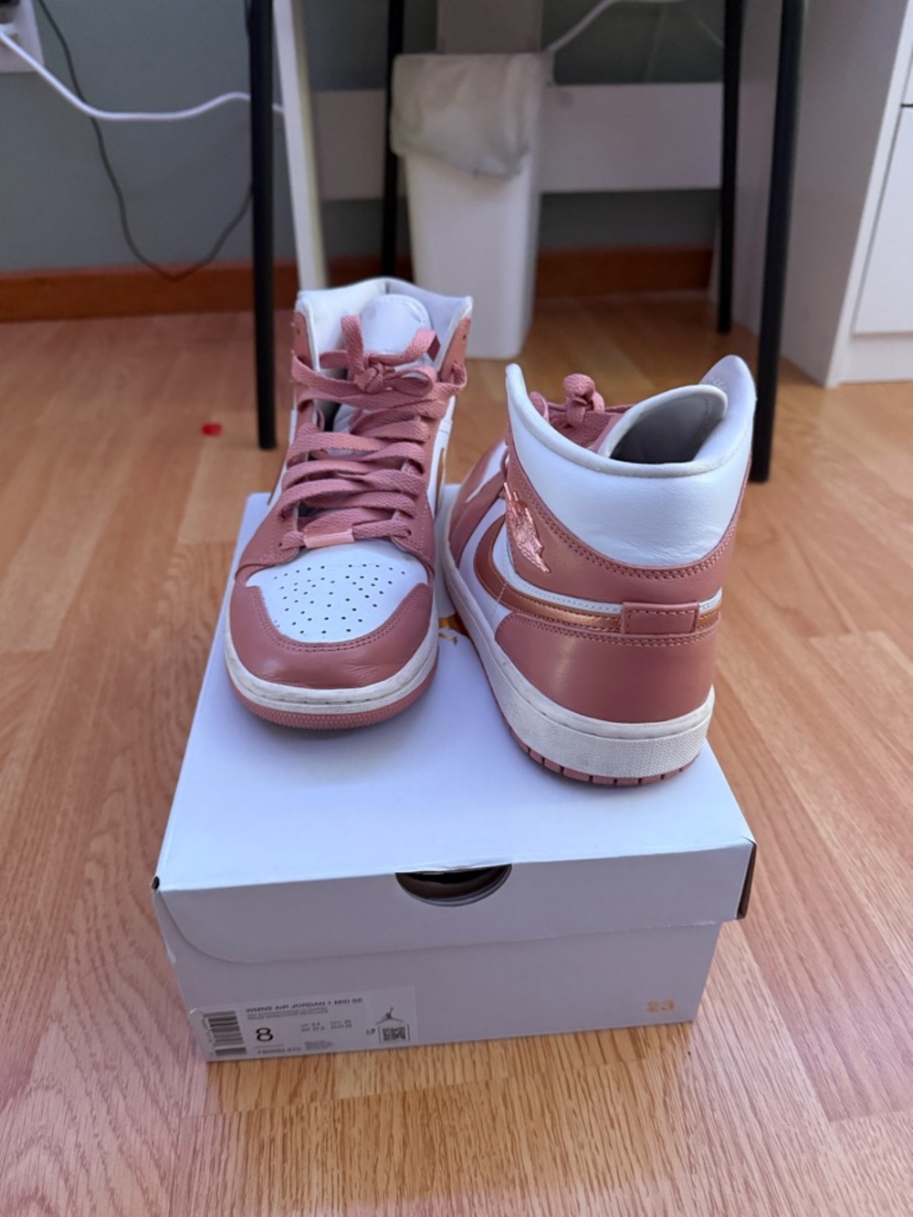 High-Top Sneakers in Dusty Pink and White